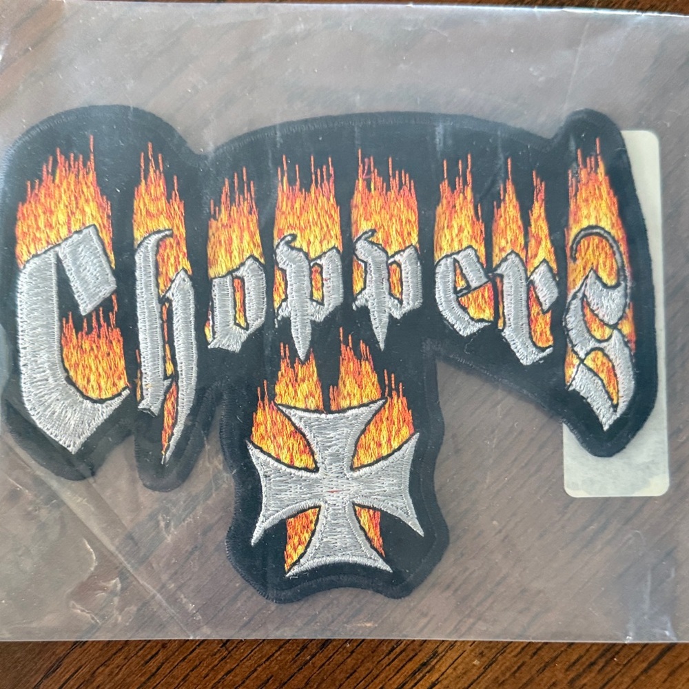 Flaming Choppers & Iron Cross Motorcycle Patch Embroidered